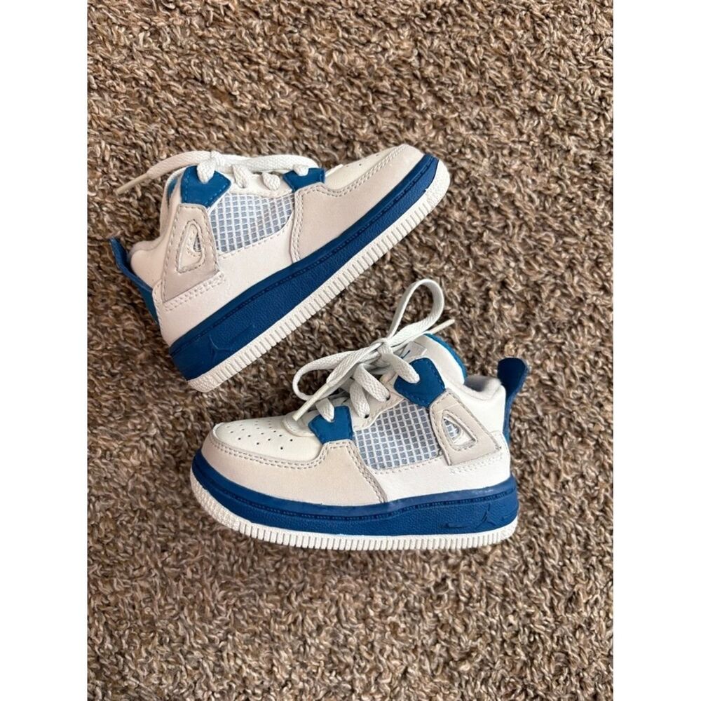 Nike Air Jordan 4 Retro BT Toddler Kid's Size 5c Shoes 308500-117White Blue